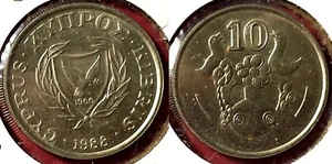 Cyprus 1988 10 Cents singing birds KM-66.2 Nickel brass BUNC #110 - Picture 1 of 1