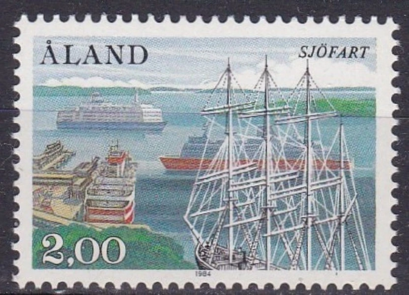 ALAND #23 MNH BARK POMERANIA Y TRANSBORDADORES DE AUTOMÓVILES, MARIEHAM WEST HARBOR Foto 1 de 1