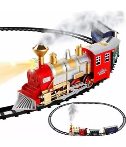 Pista Trenino Giocattolo Bambini Treno Locomotiva Con Fumo Luce Suoni E 2 Vagoni - Foto 1 di 5