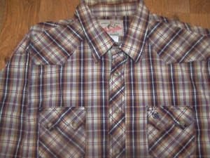Camicia cowboy western Wrangler L/S Pearl Snap rossa bianca marrone a quadri da uomo taglia XXL - Foto 1 di 4