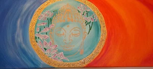 Wunderschönes Buddha Acrylbild in leuchtenden Farben - Bild 1 von 10