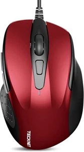 TECKNET USB Wired Mouse, 6-Button Corded Mouse with 2 Adjustable DPI, Red - Picture 1 of 7
