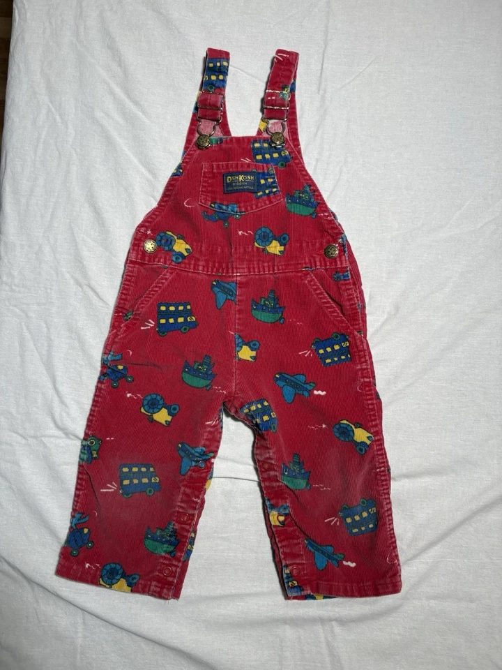 Vintage OshKosh B’Gosh Vesbak Overalls Corduroy Baby 2T USA Made Tractor - Image 1 of 4