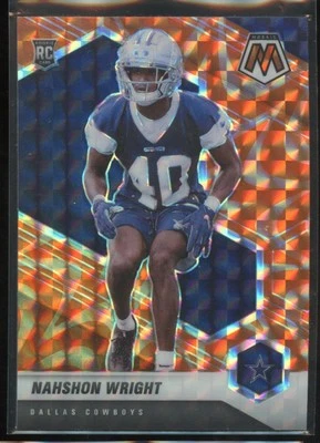 2021 Panini Mosaic Orange Reactive Nahshon Wright Rookie Dallas Cowboys #349 - Image 1 of 2