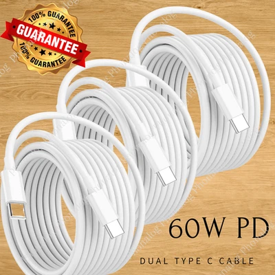PD 60W USB-C to USB-C Cable Fast Charging Cord For iPhone 15 16 17 Air Pro Max - Image 1 of 4