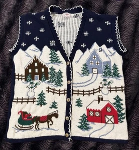 Vintage Nutcracker Christmas Sweater Vest Cardigan Ugly Sweater Holiday 2XL XXL - Picture 1 of 8