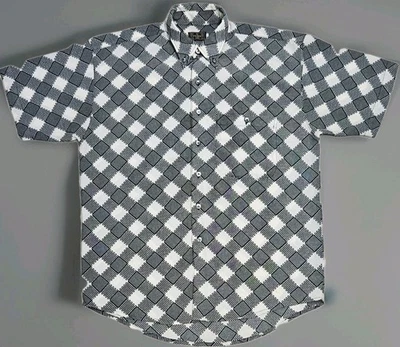 Vtg Fendi Roma Amor Italy Button Up Black & White Short Sleeve Men's Large - Image 1 of 4