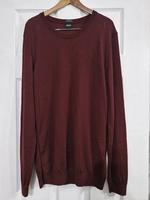 Hugo Boss Men's Burgundy 100% Virgin Wool Sweater Slim Fit Size XL Casual Preppy - Image 1 of 4