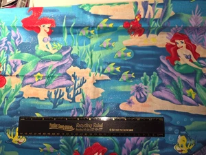 Disney Ariel Little Mermaid Glitter Scenic Cotton Craft Sewing Fabric VTG - Picture 1 of 2