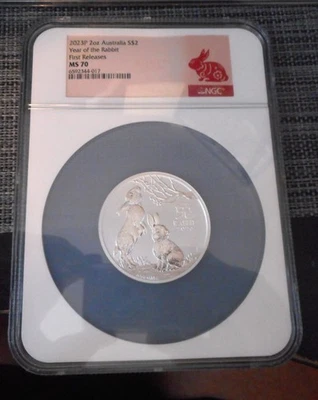 2023 P Australia Lunar Year of the Rabbit 2 OZ .9999 Silver $2 Bullion Coin. - Image 1 of 4