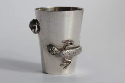 Verre à liqueur argent Salamandre et araignée Chine XIXe siècle (60081) - Photo 1/4