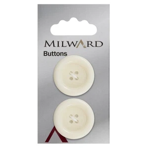 Milward Buttons: Carded: 27mm: 5 Packs of 2: Cream: 4-Hole - Picture 1 of 2