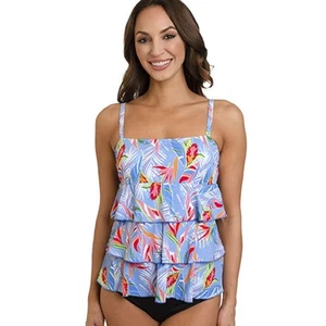 Fit 4 Ur Tummy Mastectomy Tankini Dawn Blue Bandeau 22W Swim Top 2303460 New - Picture 1 of 8