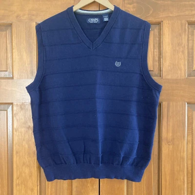Vintage Chaps 100% Cotton Navy Blue Vest Mens Size XL Preppy Academia - Image 1 of 4