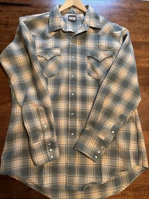 Camisa Vaquera Fenton Western Para Hombres XL Cuadros Perla A Presión Colas Largas Verde y Tostado Foto 1 de 4