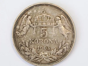 1908 Ungarn Franz Joseph I Silber 5 Korona, gekauft von B.A. Seaby #5 - Bild 1 von 4