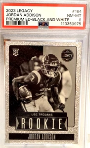 JORDAN ADDISON 2023 Legacy Premium Edition Black & White Rookie RC; *PSA 8* rare - Picture 1 of 2