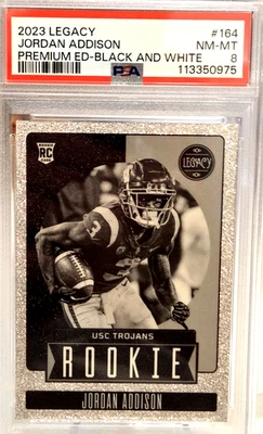 JORDAN ADDISON 2023 Legacy Premium Edition Black & White Rookie RC; *PSA 8* rare - Image 1 of 2