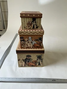 Set 3 Nesting Puppy Dog Storage Boxes Keepsake Gift Organizer Containers Decor - Picture 1 of 8