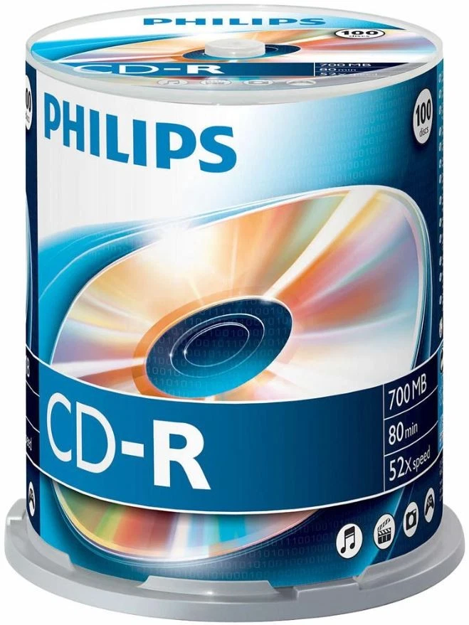 PHILIPS - Cakera CD-R 52x Kelajuan, Pek Spindal 100 Keping - Image 1 of 1