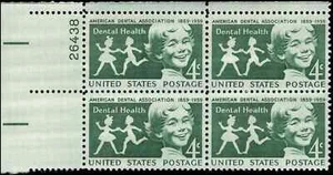US Scott # 1135, Dental Health, Plate Block of (4) 1959 4¢ Stamps, MNH - Picture 1 of 1