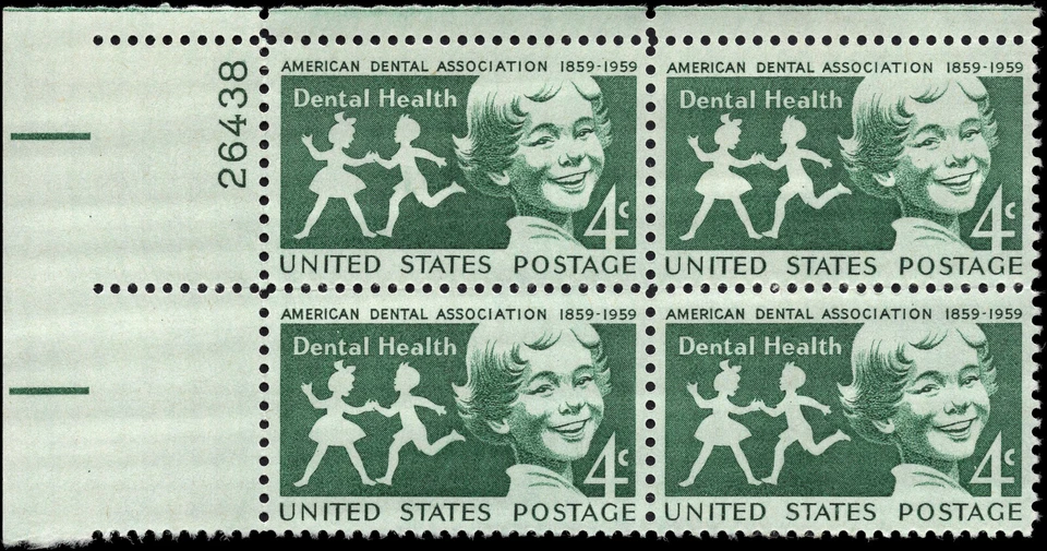 US Scott # 1135, Dental Health, Plate Block of (4) 1959 4¢ Stamps, MNH - Image 1 of 1