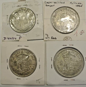 HALF CROWN 1920/1931/1940/1942 SILVER 60 GRAMMES les 4 coins RARE - Picture 1 of 2