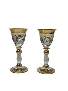 Vintage MEDICI FOOTED WINE GOBLET GLASS Pair Of Two - Picture 1 of 7