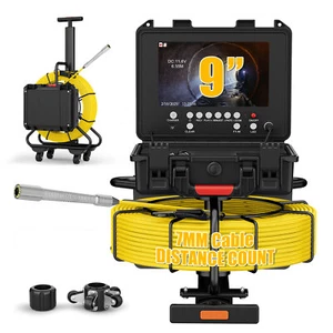 40m Sewer Pipe Inspection Camera with Pull Rod w/ 512hz Self Leveling 9" Monitor - Bild 1 von 19