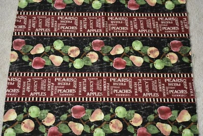 25" Long, Fresh Fruit on Black & Rust Quilt Cotton, Wilmington/Danhui Nai, N4964 - Image 1 of 4