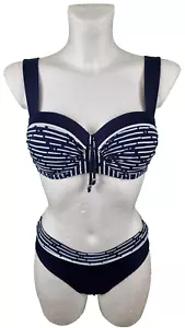 Charmline Bikini Größe 36 C Cup Bademode Blau Weiß Trägerbikini mit Bügel Sommer - Bild 1 von 5