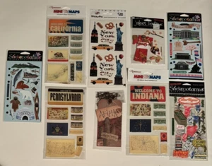 Lote de pegatinas estatales adornos de álbum de recortes Alaska Las Vegas Nueva York California - Imagen 1 de 21