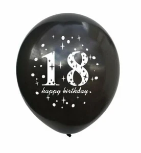12 Pack 18th Happy Birthday Latex Balloons Black Eighteenth Teen PARTY Decor NEW - Picture 1 of 2