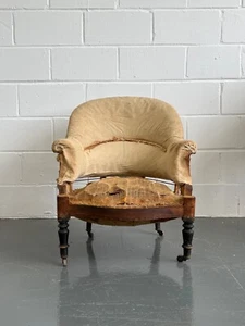Napoleon III Tub Armchair, French c. 1900, For Restoration - Picture 1 of 5