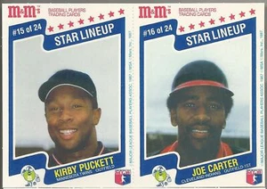 1987 Mars M&M's Star Lineup KIRBY PUCKETT #15 / JOE CARTER #16 baseball card - Picture 1 of 1