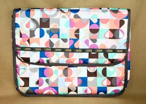 LESPORTSAC Padded Laptop Sleeve Case Multicolor Hearts Circles Blue Green Orange - Picture 1 of 5