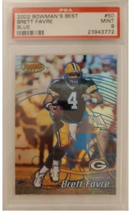 2002 Bowmans Best Brett Favre card #50 BLUE PARALLEL /300 graded PSA 9 POP 3 - Picture 1 of 2