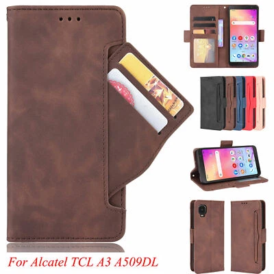 For Alcatel TCL A3 A509DL Case Card Holder Flip Leather Wallet Stand Cover - Image 1 of 4