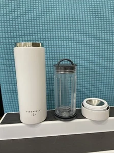 FireBelly Tea Infuser Tumbler In White Stop Infusion Travel Mug Tea Press - Picture 1 of 9