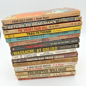 16 x Vintage Western Paperback Books Bantam Signet Fawcett Jove Gold Medal Balla - Picture 1 of 17