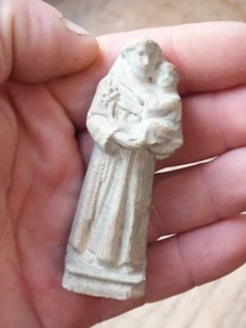 Alte religiöse Reisefigur aus Gips, Heiliger Antonius von Padua - Bild 1 von 5