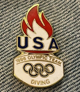 Diving 1996 Olympic NOC Pin ~ Torch ~ USA Team ~ Cloisonne by Ho Ho NYC - Picture 1 of 2