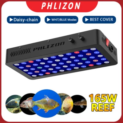 PHLIZON FACTORY 165W LED Aquarium Lights Fish Coral Tank Reef Light Dimmable Full Spectrum Lamp