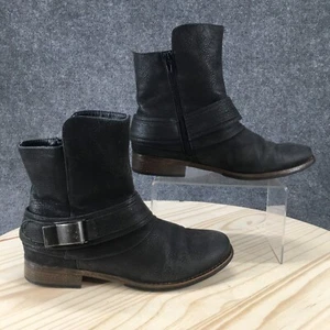 Crown Vintage Boots Womens 8.5 M Bailey Ankle Booties Black Faux Leather Buckle - Picture 1 of 16