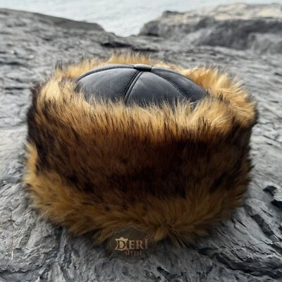 Mongolian Fur Hat - Men's Unique Winter Headwear - Faux Fur Hat -Free Shipping - Image 1 of 4