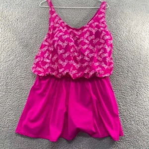 Catherines One-Piece Swimsuit Women 18W Tankini Barbie Pink Pineapple Plus NWT - Picture 1 of 10