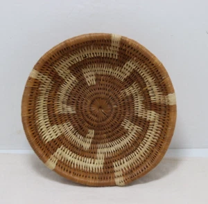 Basket Small Hand Weaved from Africa Two Tone 6" Diameter - Picture 1 of 4