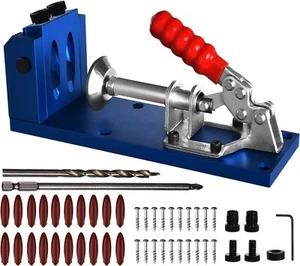 Pocket Hole Jig Kit Woodworking Drill Joinery Screw Angle Tool Carpentry Jig Bit - Picture 1 of 9