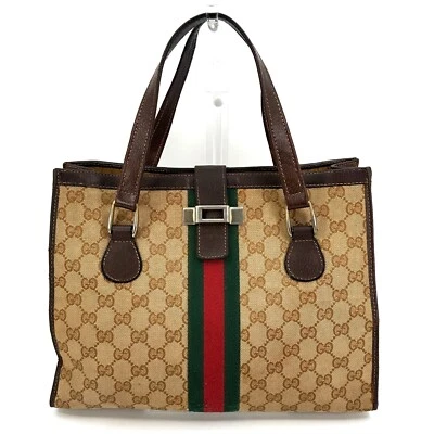 Gucci Tote Hand Bag Sherry Line GG Canvas Brown Authentic - Image 1 of 4