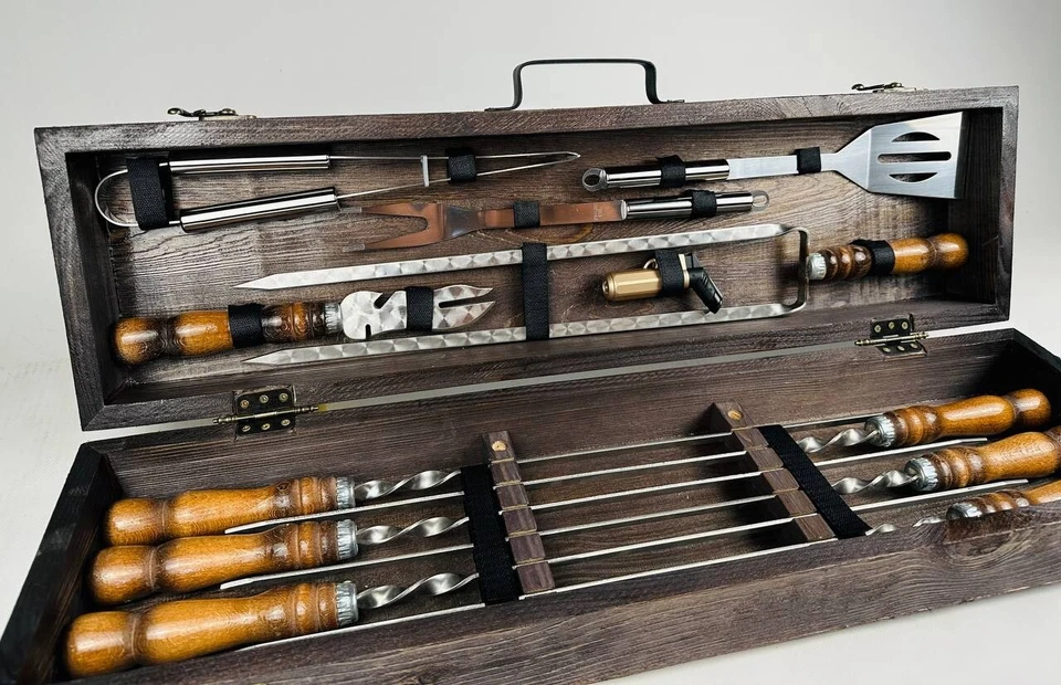 Grill Set Mangal Set Skewers set BBQ set Grill tools Shashlik set (7707) - Image 1 of 4